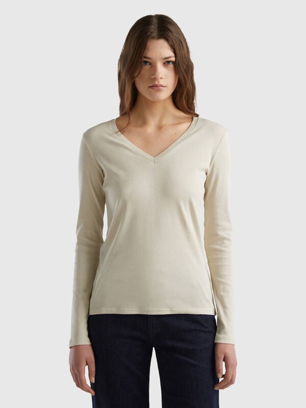 Long sleeve t-shirt with V-neck Women