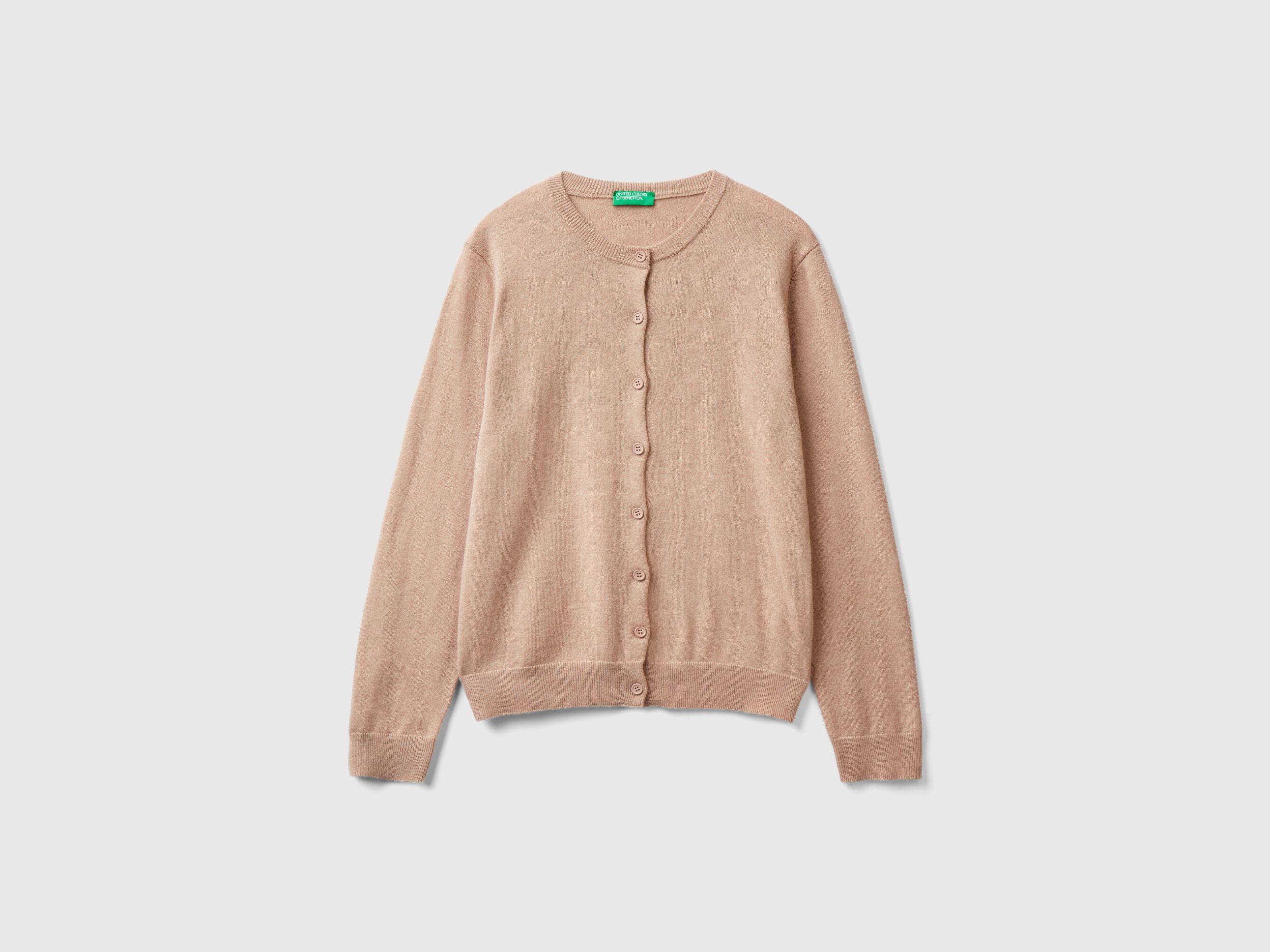Beige cardigan in cashmere and wool blend - Beige | Benetton
