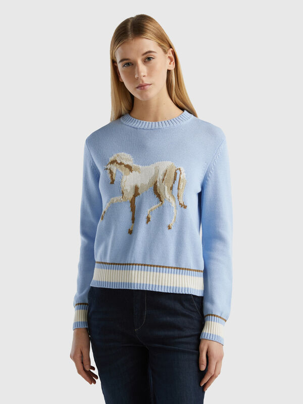 Sweater with horse inlay Women