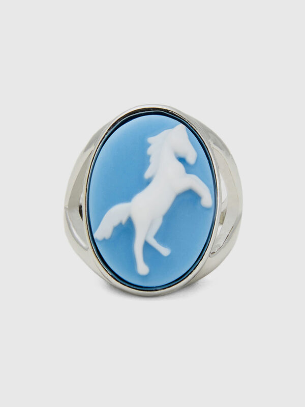 Δαχτυλίδι ουρανί με καμέο με άλογο Γυναικεία