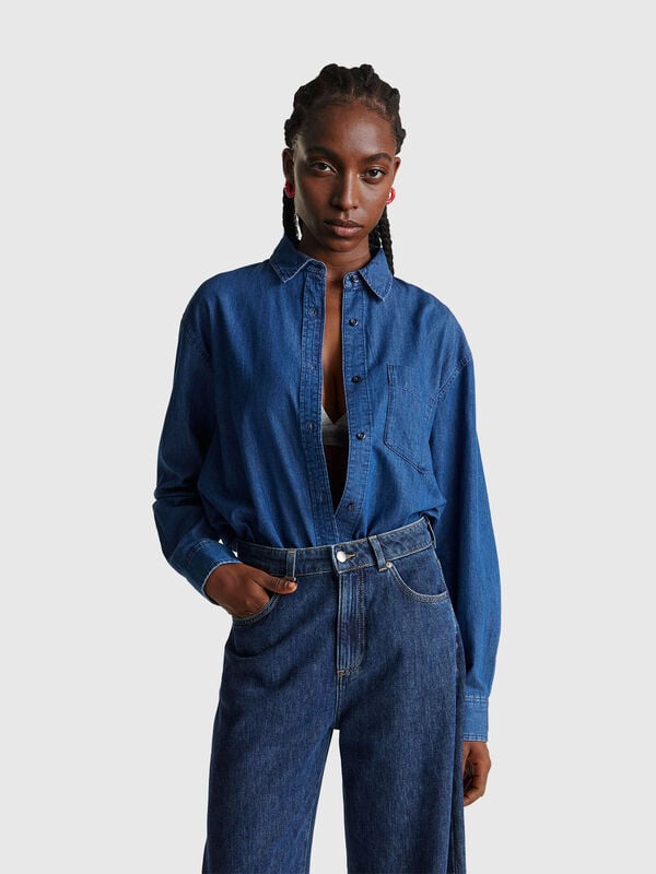 Cropped chambray shirt Women