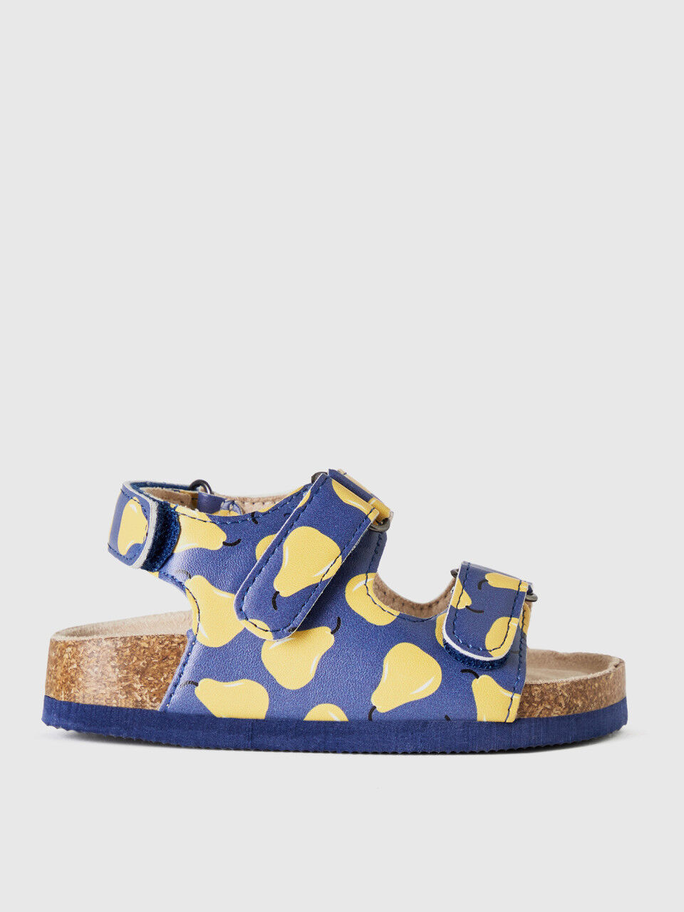 Blue sandals with pear pattern