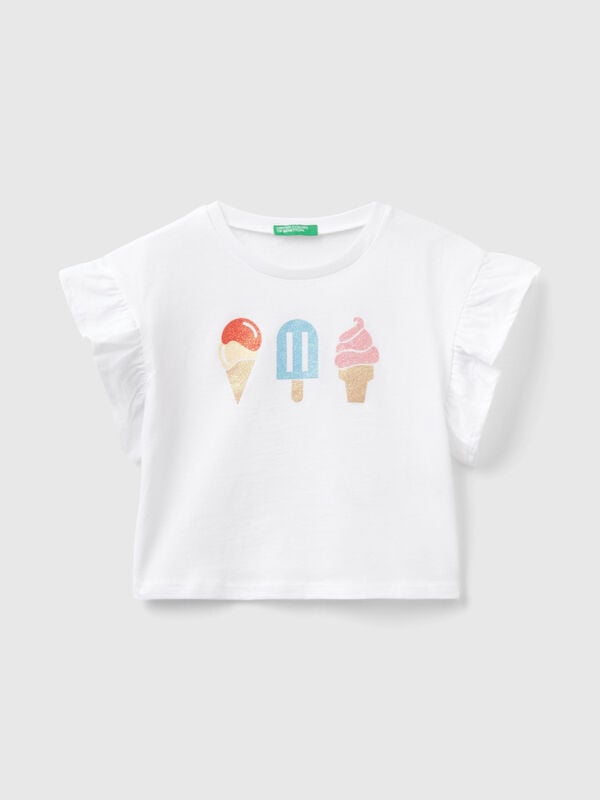 Μπλούζα με τύπωμα με παγωτά και γκλίτερ Κορίτσι