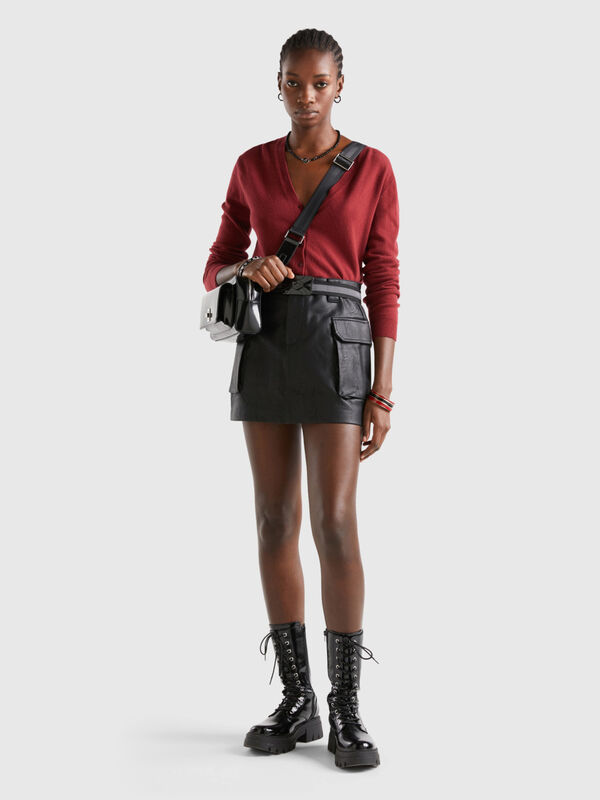 Cargo mini skirt in imitation leather Women