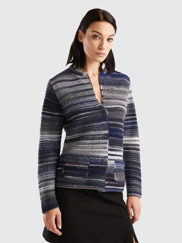 Knit jacket in multicolor wool blend Women