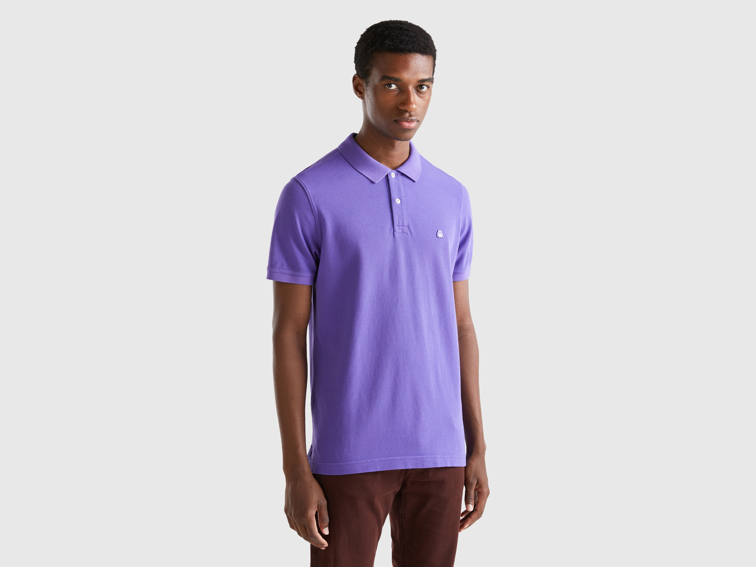 Purple regular fit polo Violet Benetton