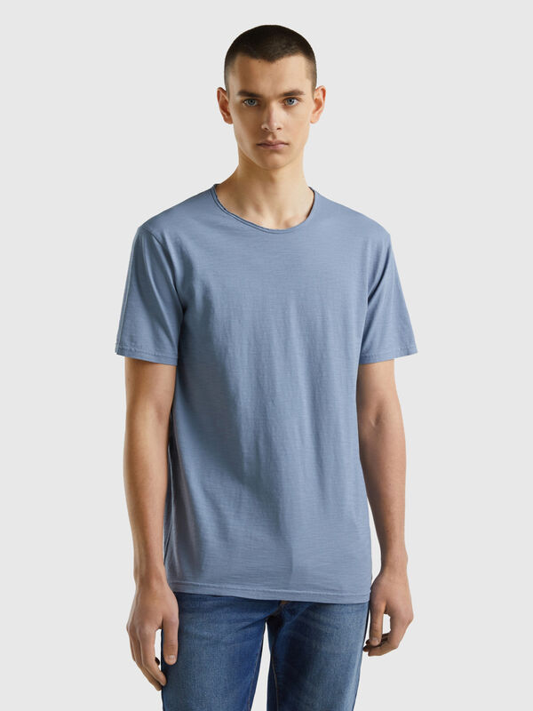Air force blue t-shirt in slub cotton Men