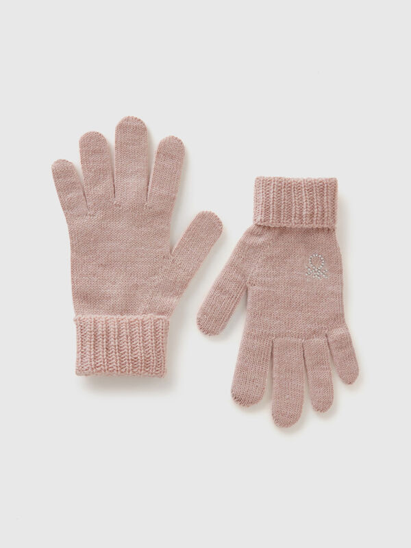 Γάντια από πλεκτό ύφασμα με λογότυπο Κορίτσι