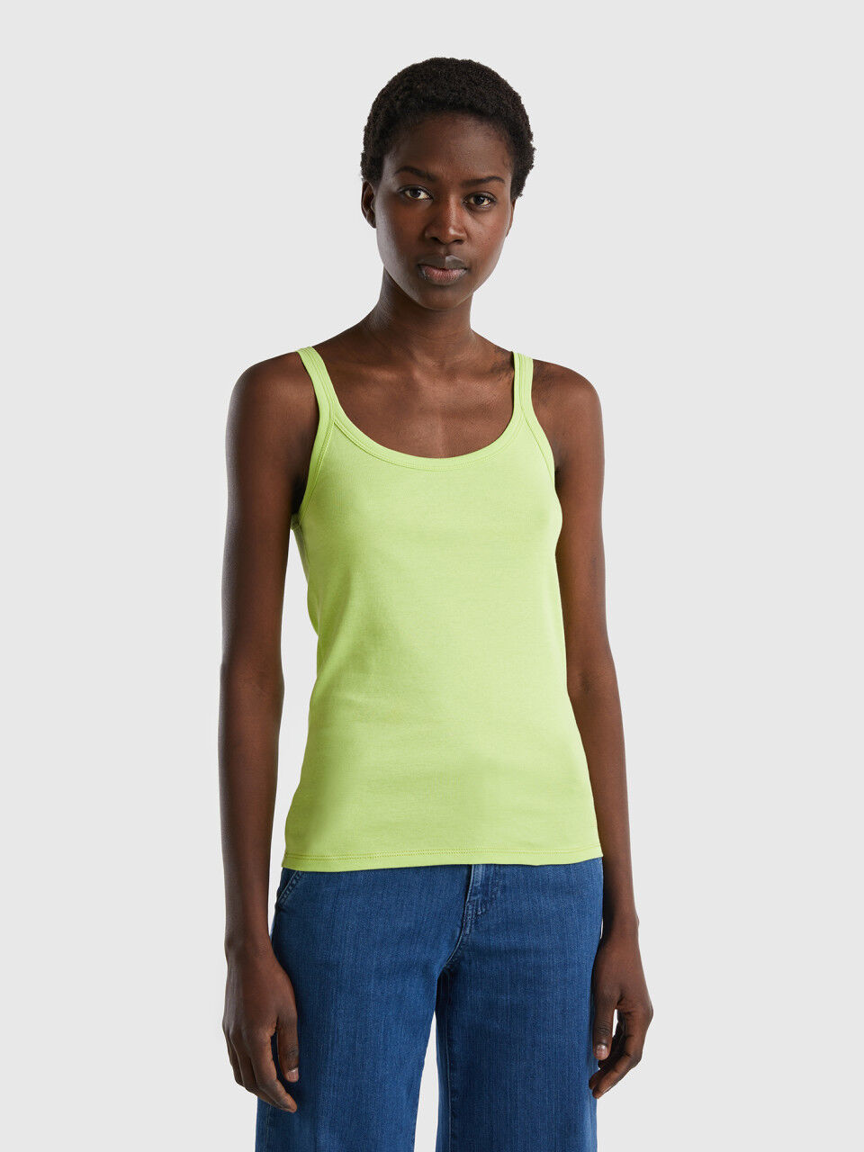 Acid green tank top in pure cotton