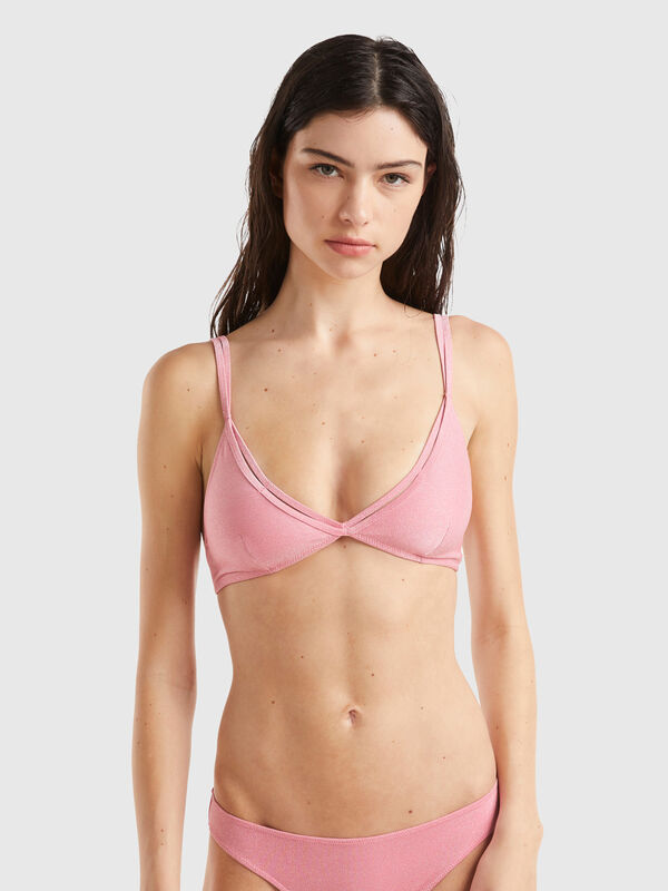 Triangle bikini top with lurex Women