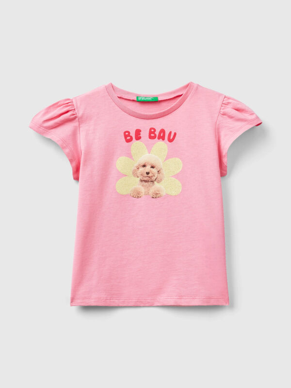 T-shirt with photo print and glitter Junior Girl