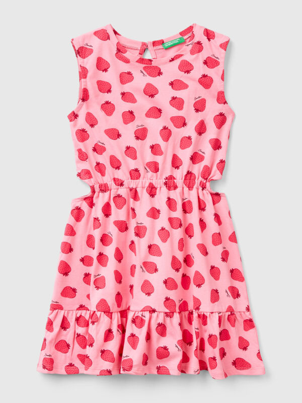 Pink dress with strawberry print Junior Girl