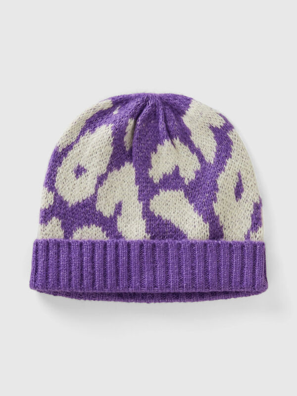 Animal print hat in wool blend