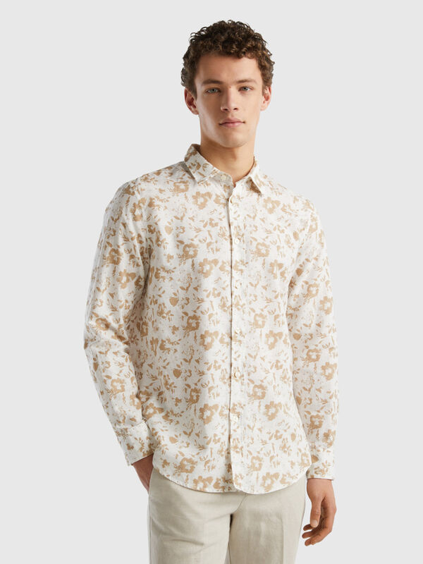 Floral shirt in linen blend Men