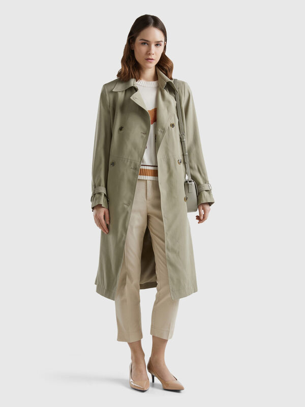 Double-breasted midi trench coat Women
