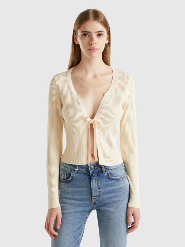 Cropped cardigan with laces Women