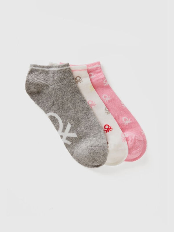 Gray, pink and white short socks Junior Boy