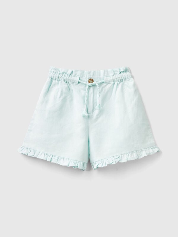 Shorts with drawstring in linen blend Junior Girl