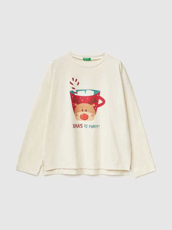 Μπλούζα χριστουγεννιάτικη με τύπωμα με τάρανδο Γυναικεία