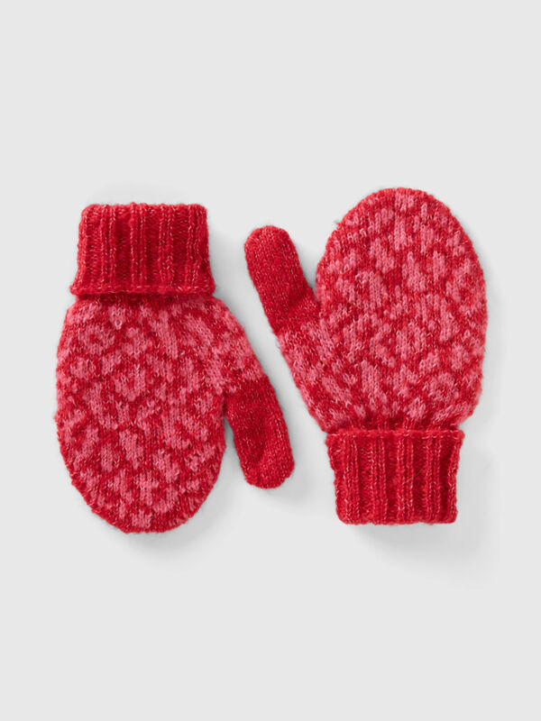 Animal print mittens in wool blend Junior Girl