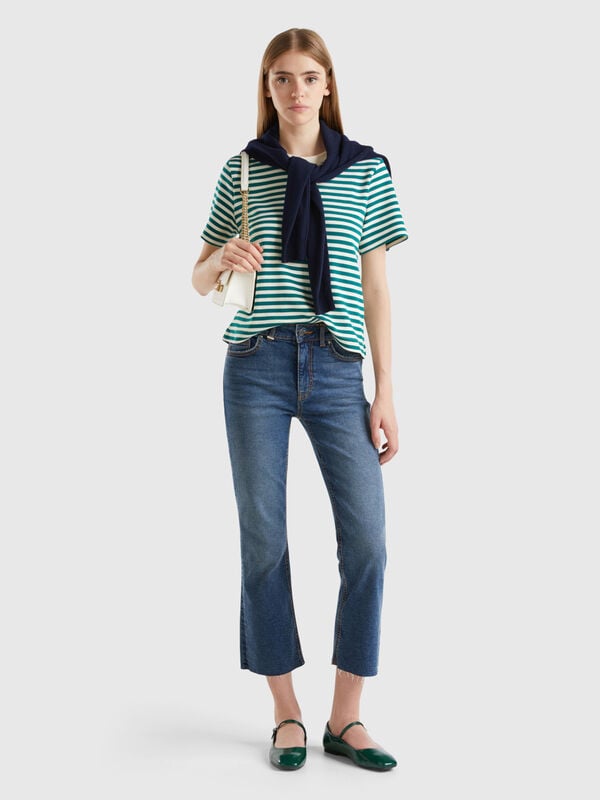 Cropped jeans in recycled cotton Women