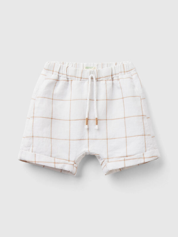 Check shorts in linen blend New Born (0-18 months)