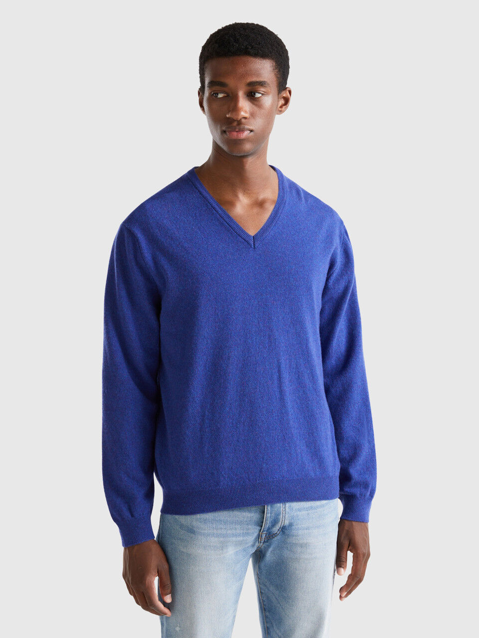 V neck sweater with cheap jeans