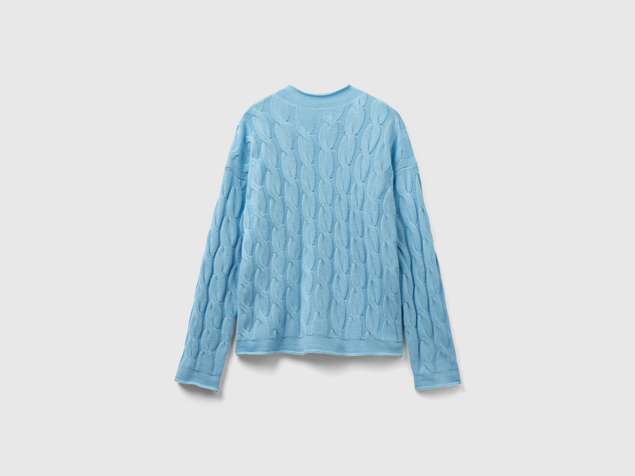 Cable knit sweater Light Blue Benetton