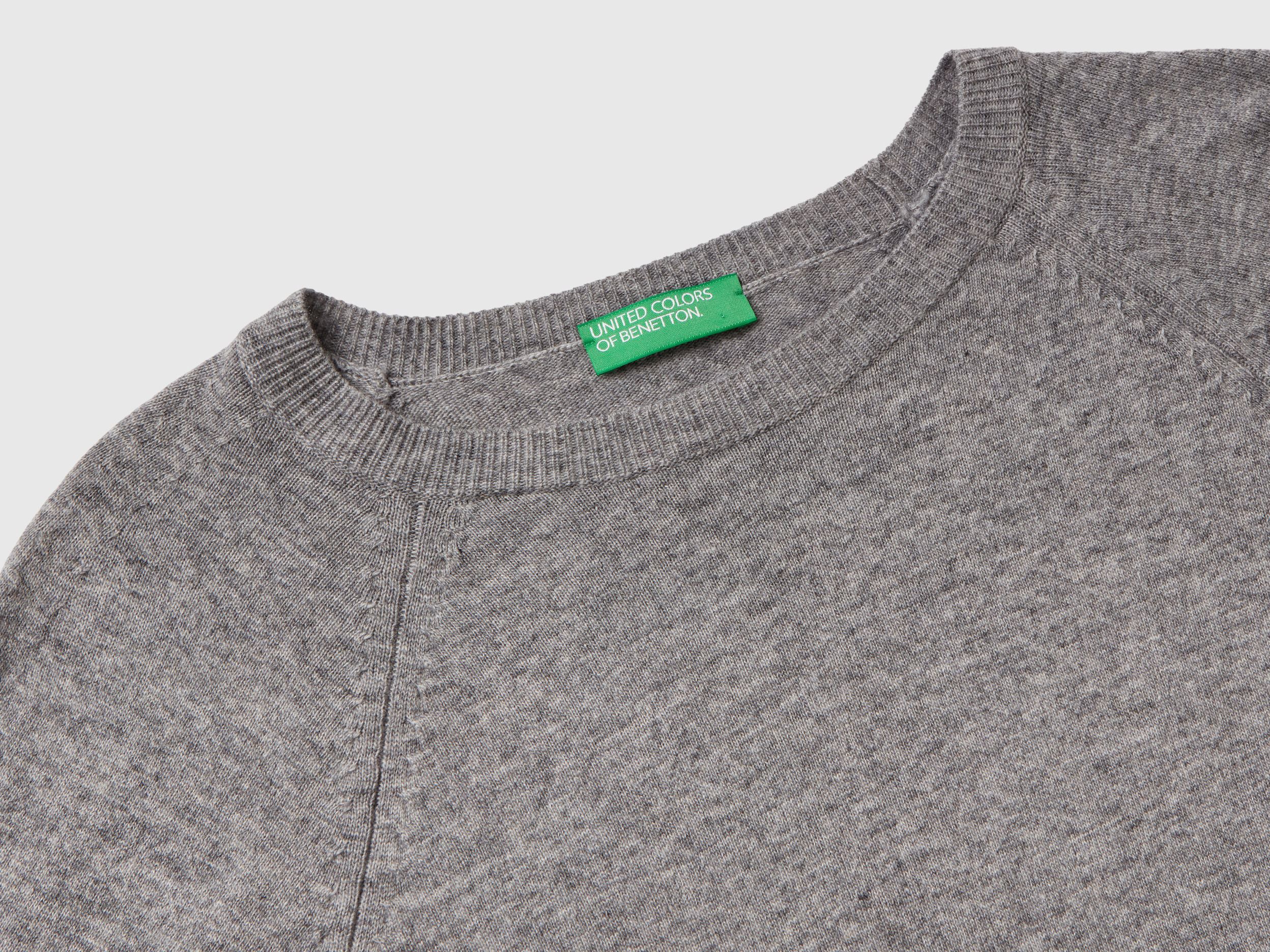Gray crew neck sweater in cashmere and wool blend Light Gray