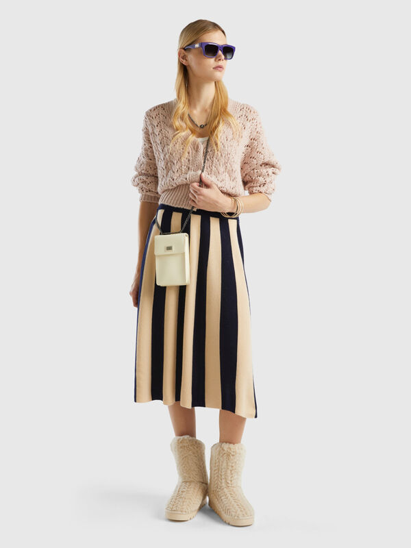 Midi skirt with vertical stripes Women