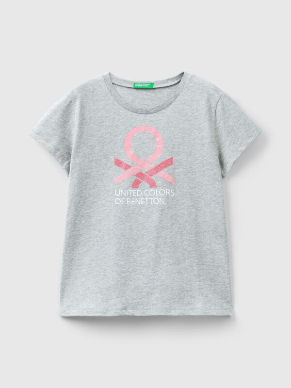 Μπλούζα με γκλίτερ λογότυπο από οργανικό βαμβακερό Κορίτσι
