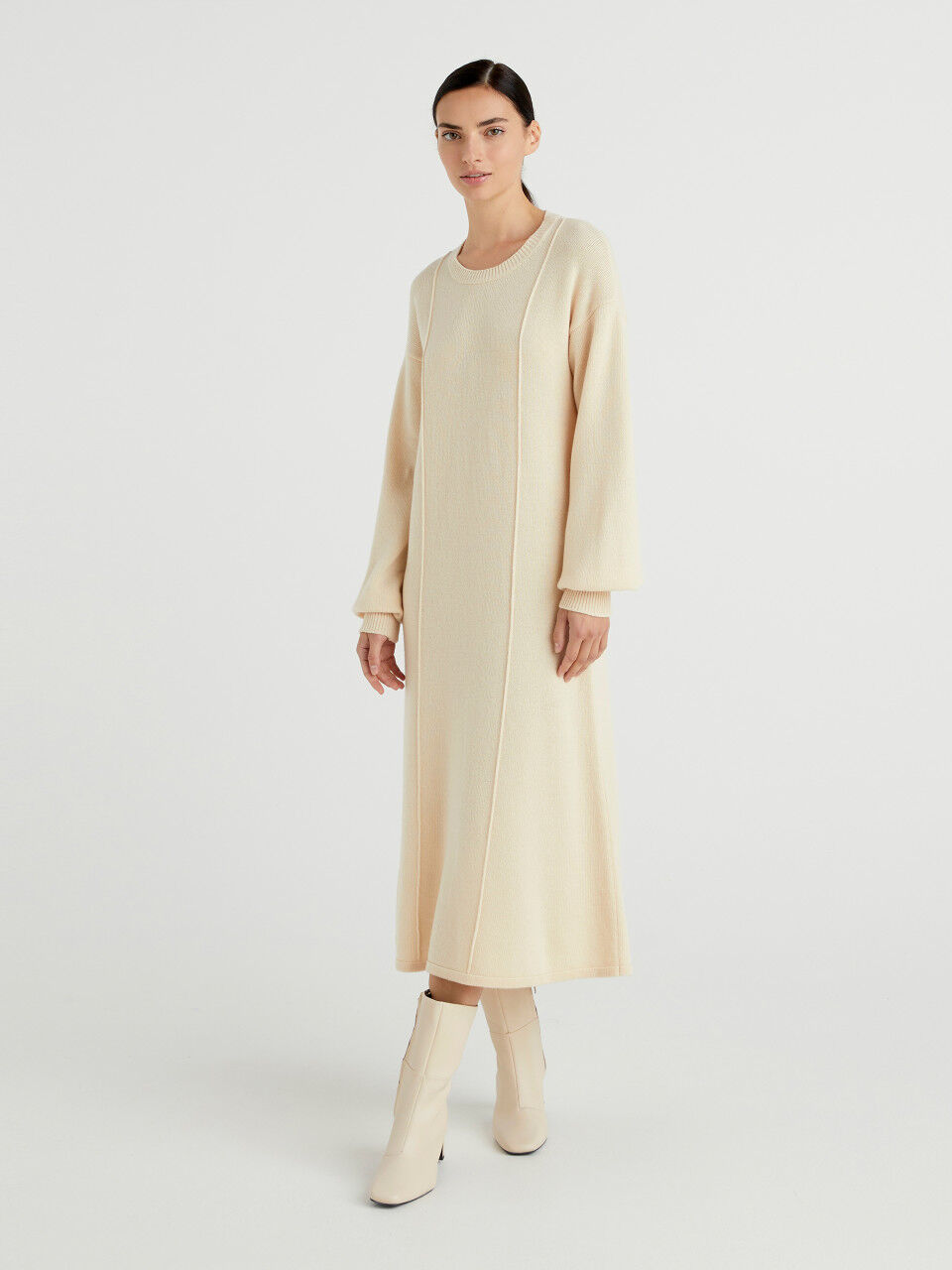 Φόρεμα μιντί από πλεκτό ύφασμα από ανάμεικτο μάλλινο