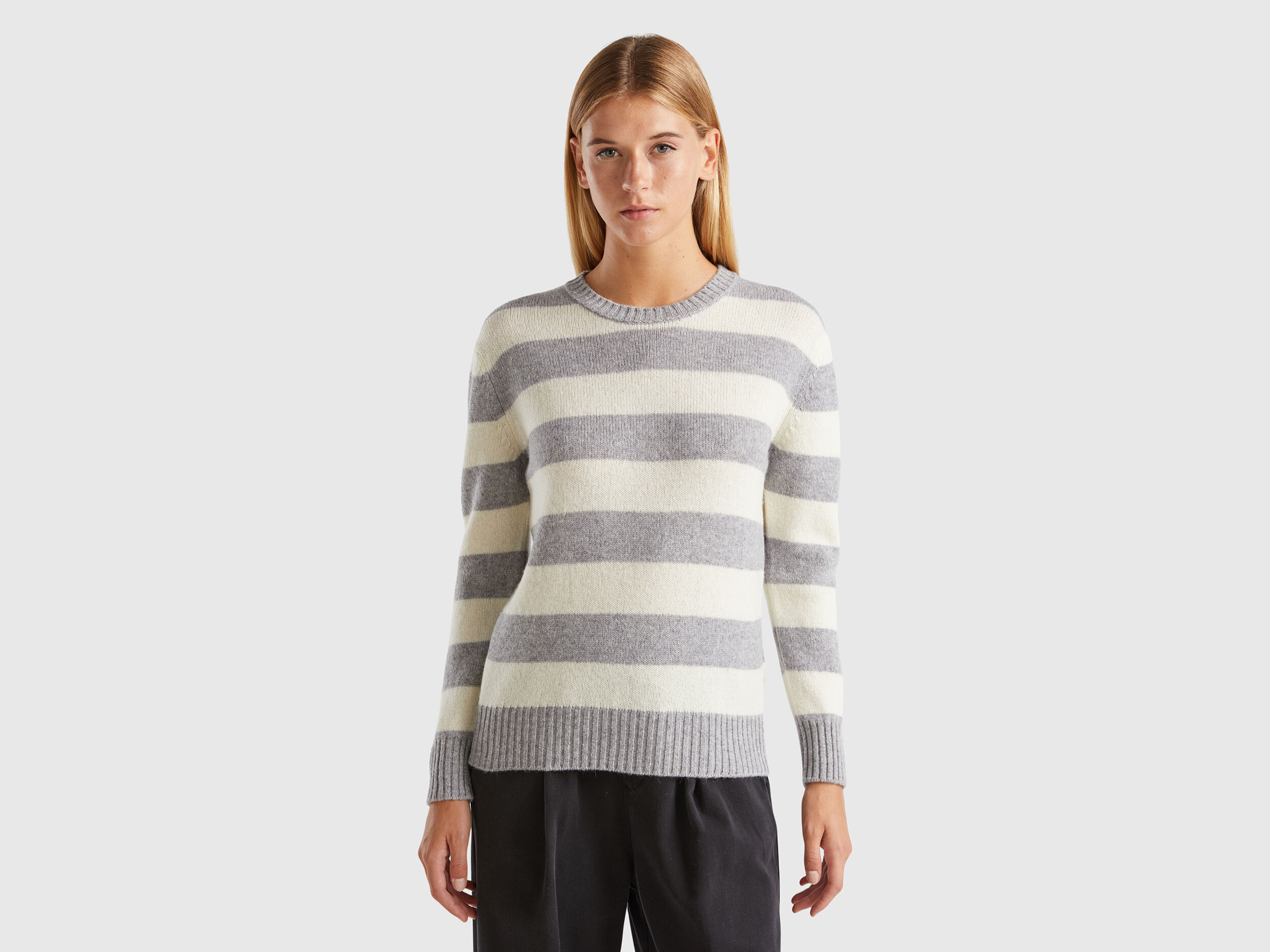 Striped sweater in pure Shetland wool Multi color Benetton