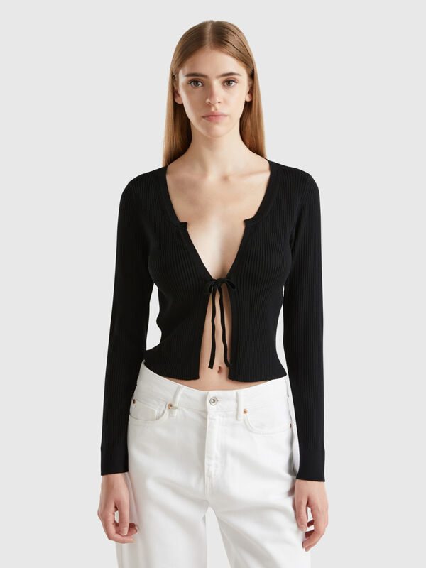 Cropped cardigan with laces Women