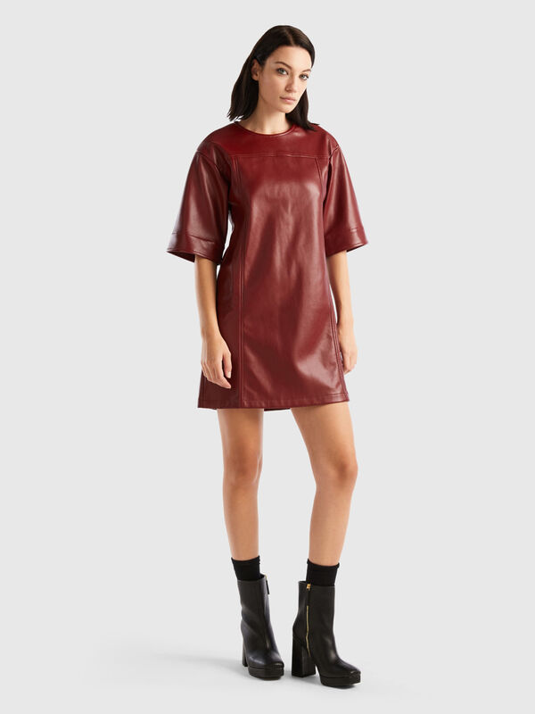 Cropped dress in imitation leather fabric Women