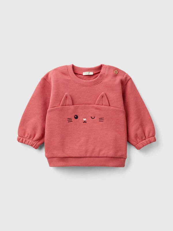 Sweatshirt with embroidery and patches in organic cotton New Born (0-18 months)