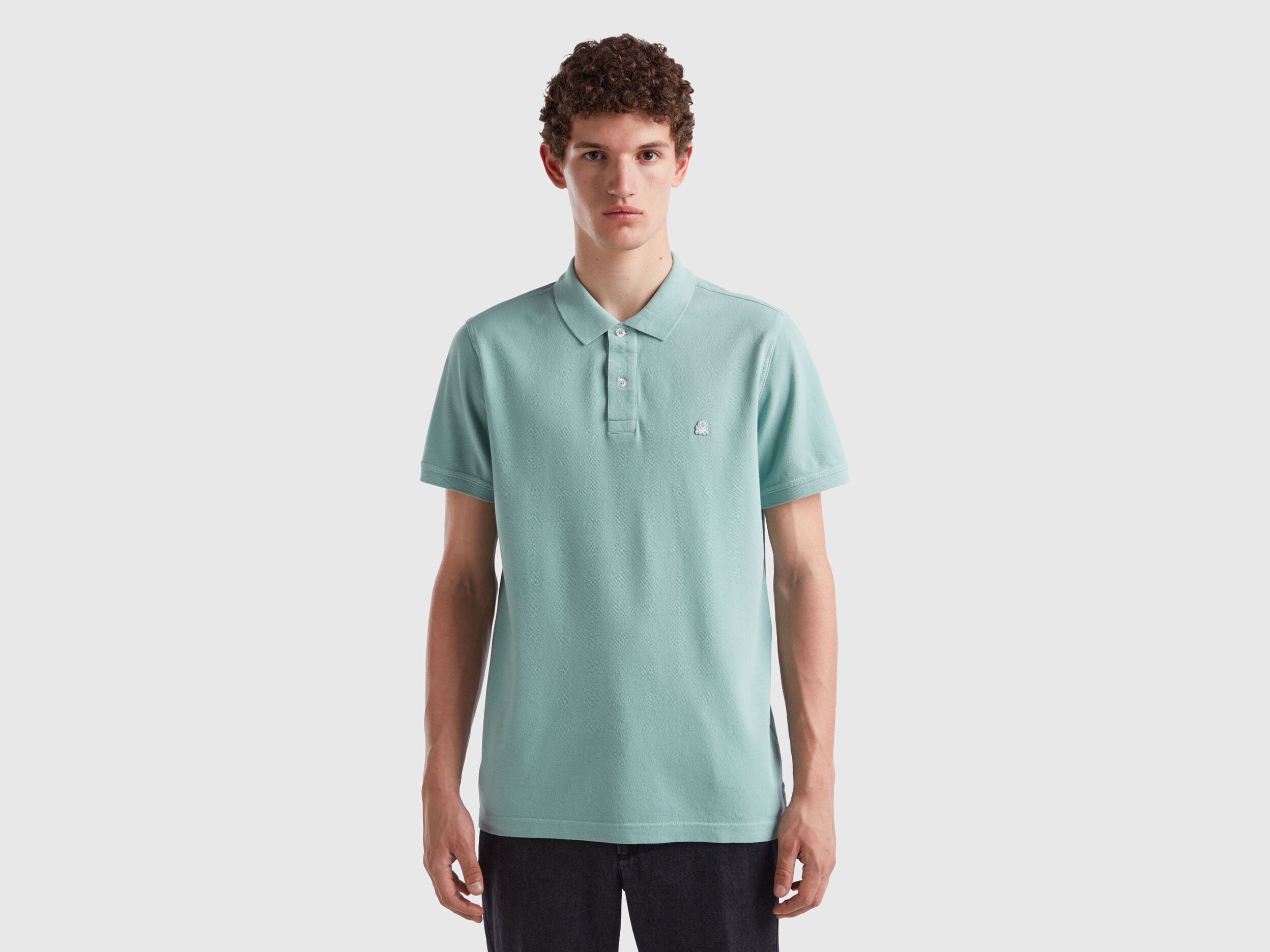 Light green regular fit polo Aqua Benetton