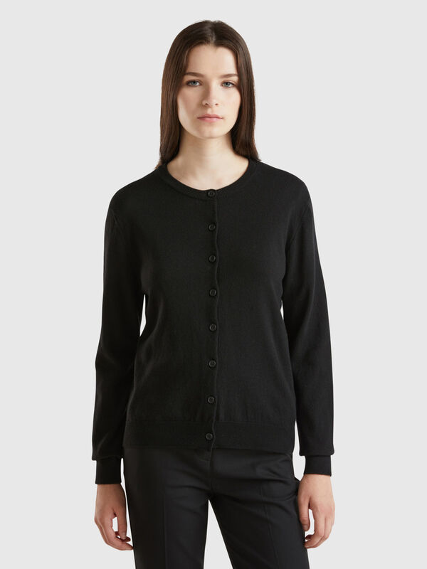 Black cardigan in cashmere and wool blend Women