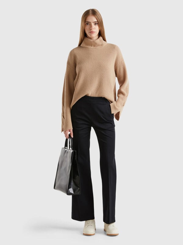 Flared trousers in stretch cotton Women