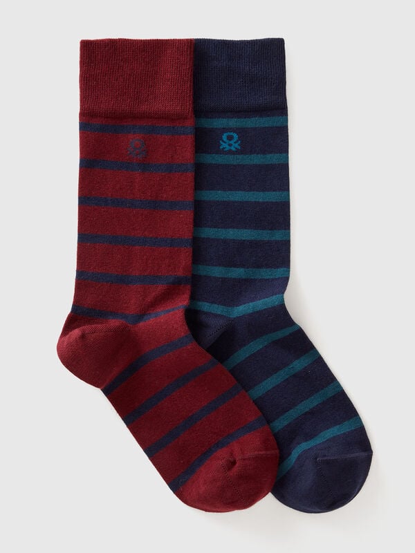 Two pairs of high striped socks