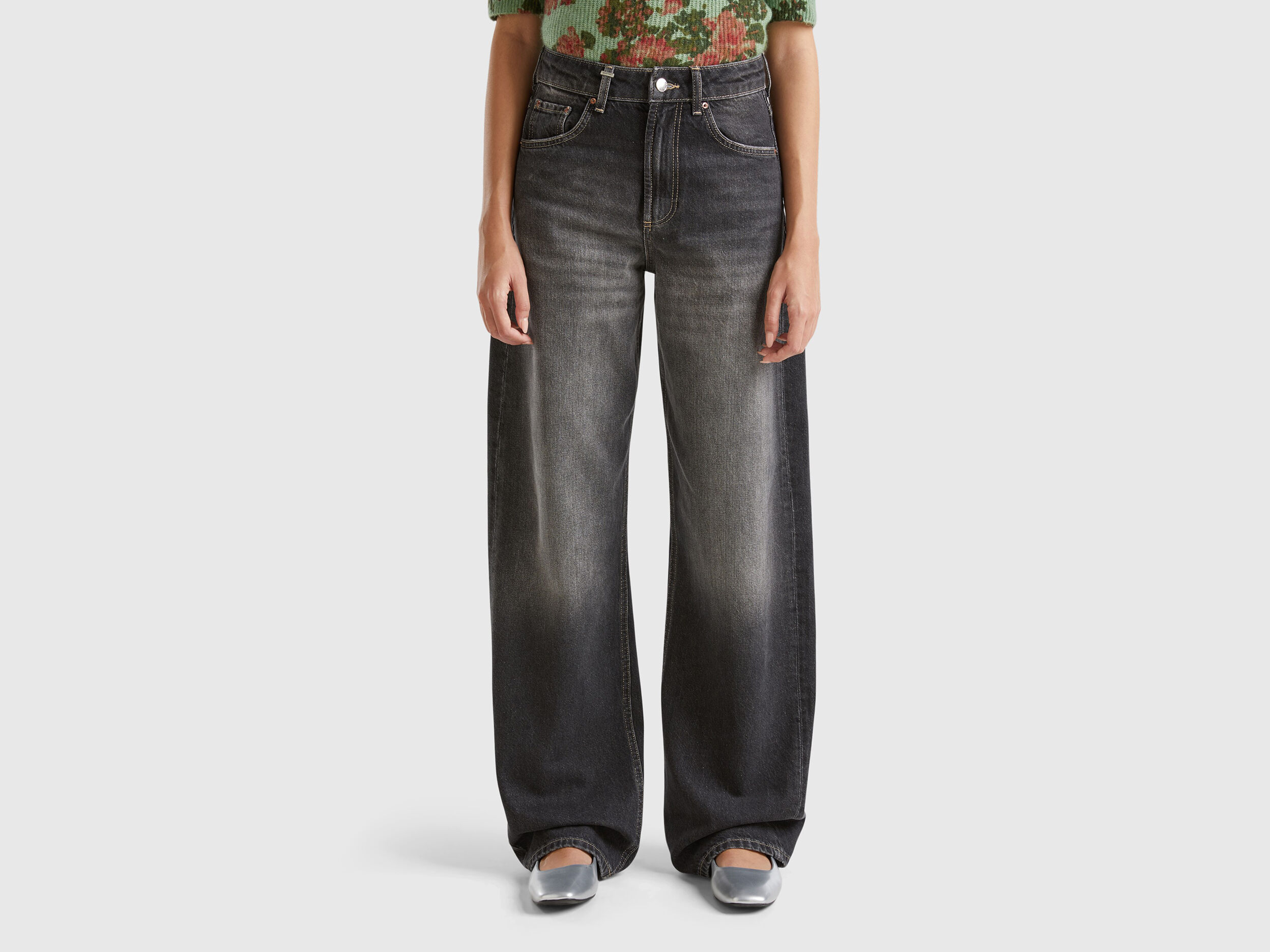 Loose fit jeans - Black | Benetton