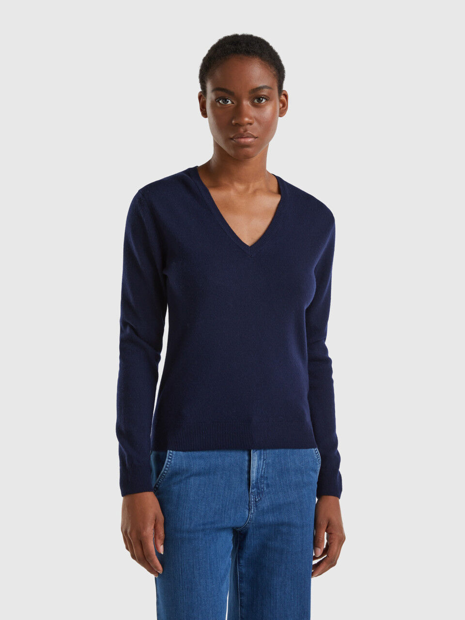 Dark grey v neck jumper womens cheap