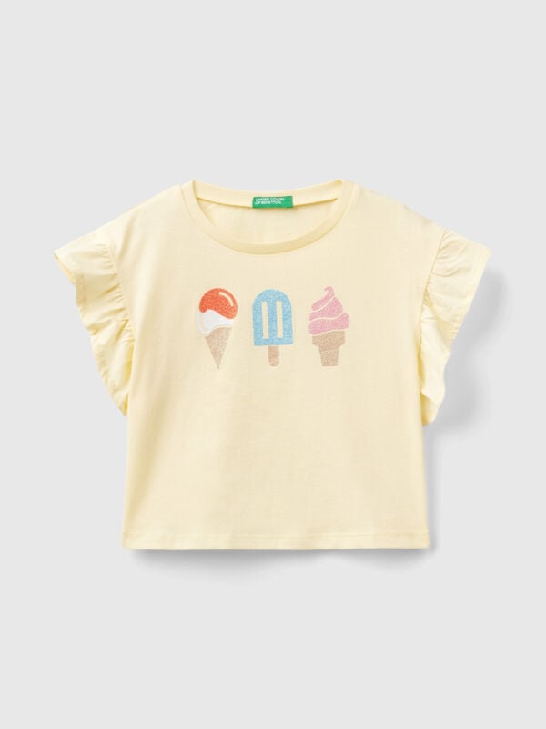 Μπλούζα με τύπωμα με παγωτά και γκλίτερ Κορίτσι