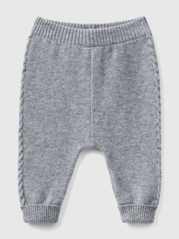 Trousers with cables in recycled wool blend New Born (0-18 months)