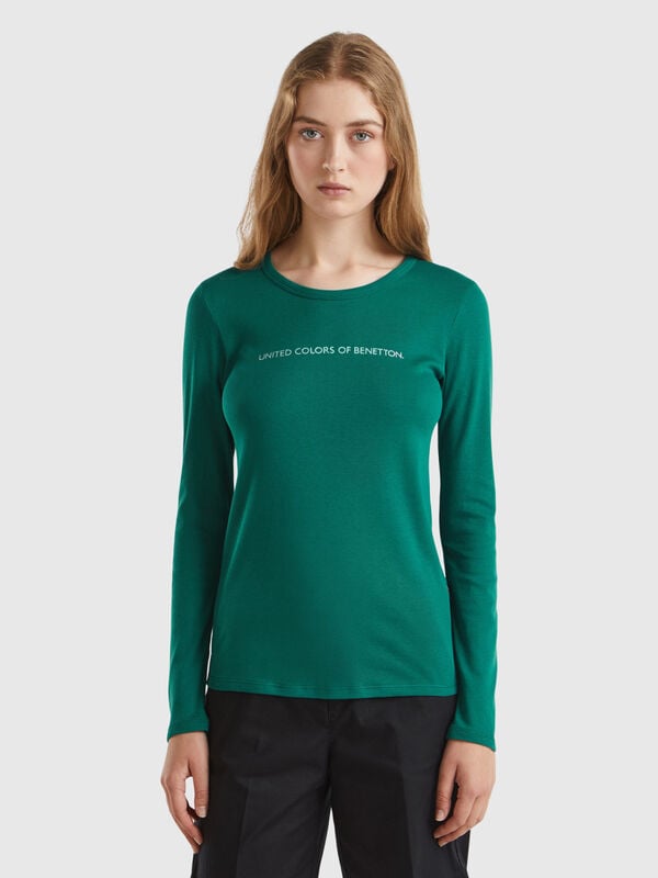 Forest green long sleeve t-shirt in 100% cotton Women