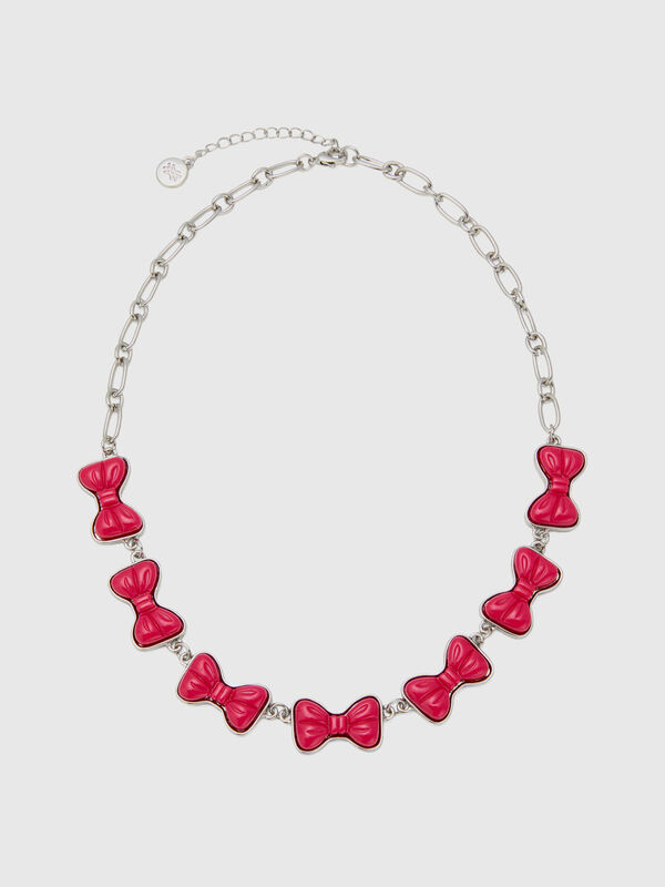 Necklace with fuchsia bows Women