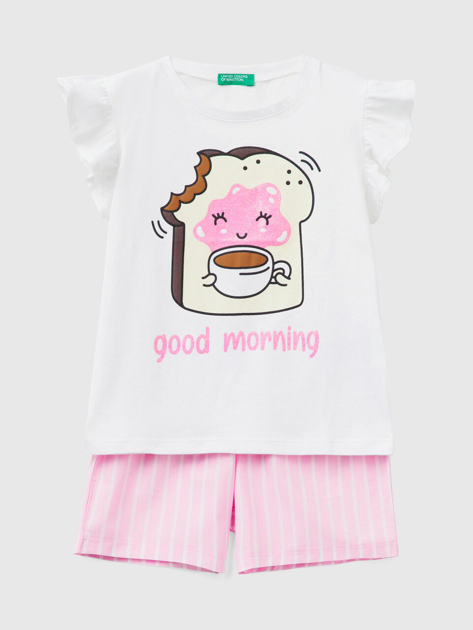 Short pyjamas with breakfast print