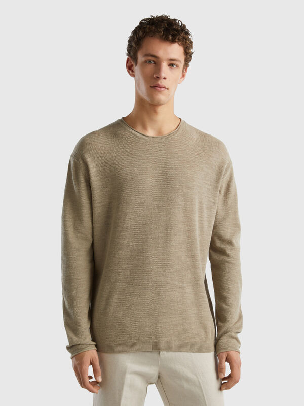 Regular fit sweater in linen blend Men