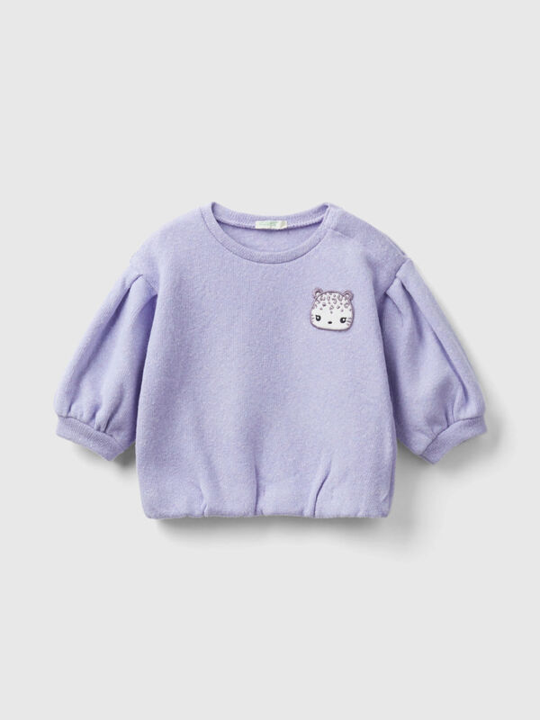 Sweatshirt with patch in recycled cotton blend New Born (0-18 months)