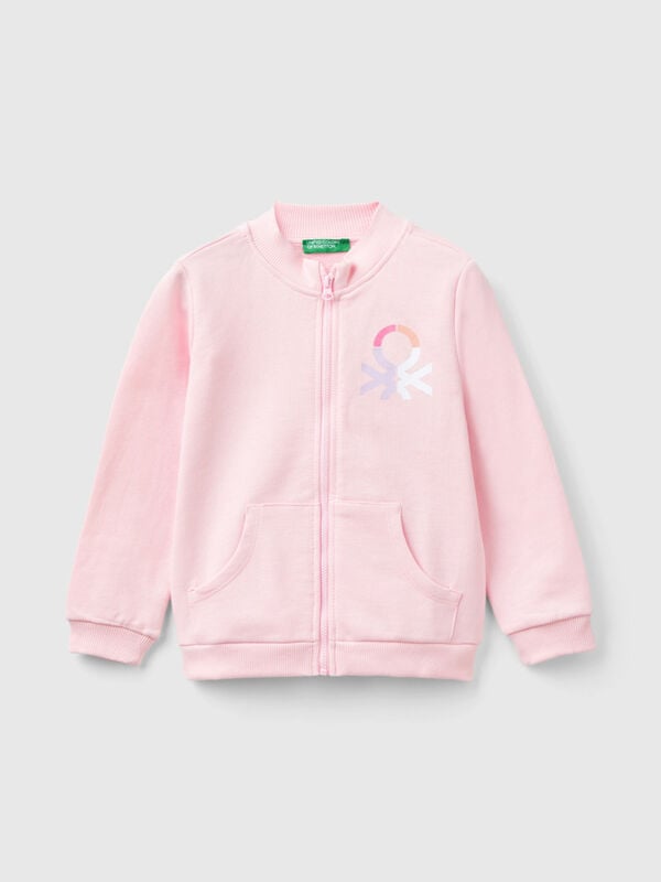 Hoodie with zip in organic cotton Junior Girl